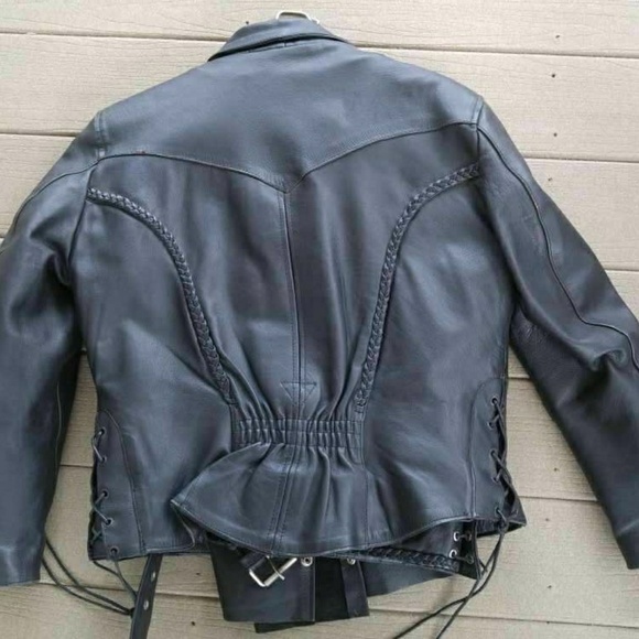 M&M Womens Heavy Duty Leather Motorcycle Jacket - Picture 2 of 2